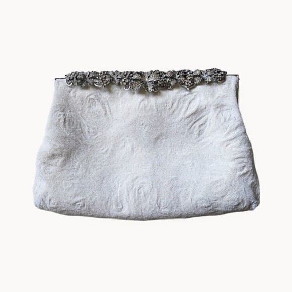 Vintage 50s Walborg Microbeaded Rhinestones Clutch France - Picture 1 of 14